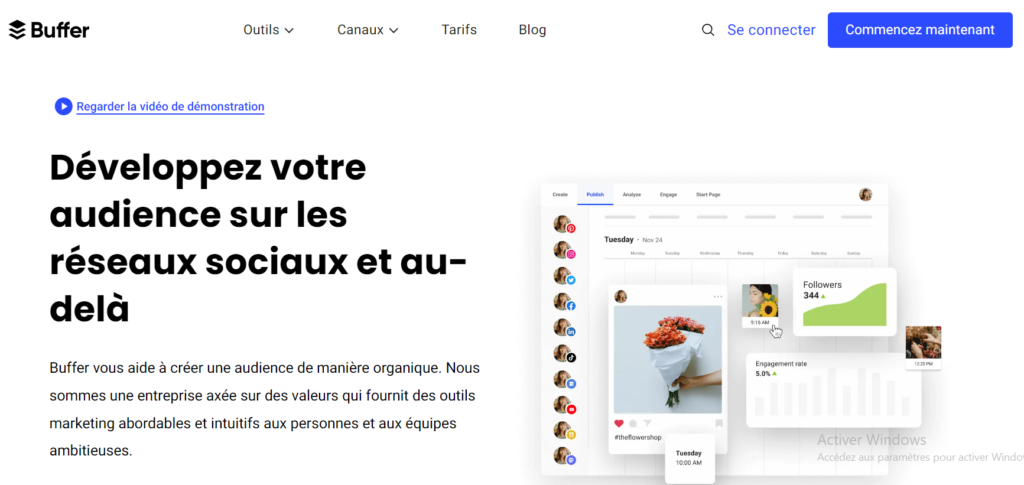 Les 15 outils gratuits de planification des réseaux sociaux en 2024, Buffer