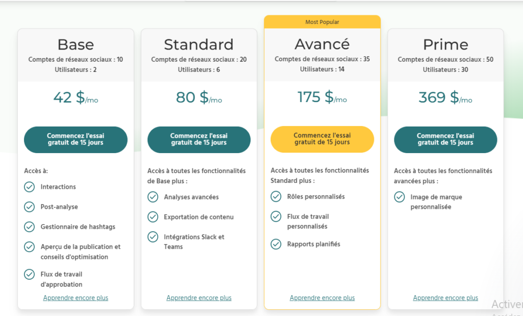 Les 15 outils gratuits de planification des réseaux sociaux en 2024, tarifs Loomly