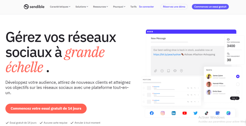 Les 15 outils gratuits de planification des réseaux sociaux en 2024, Sendible